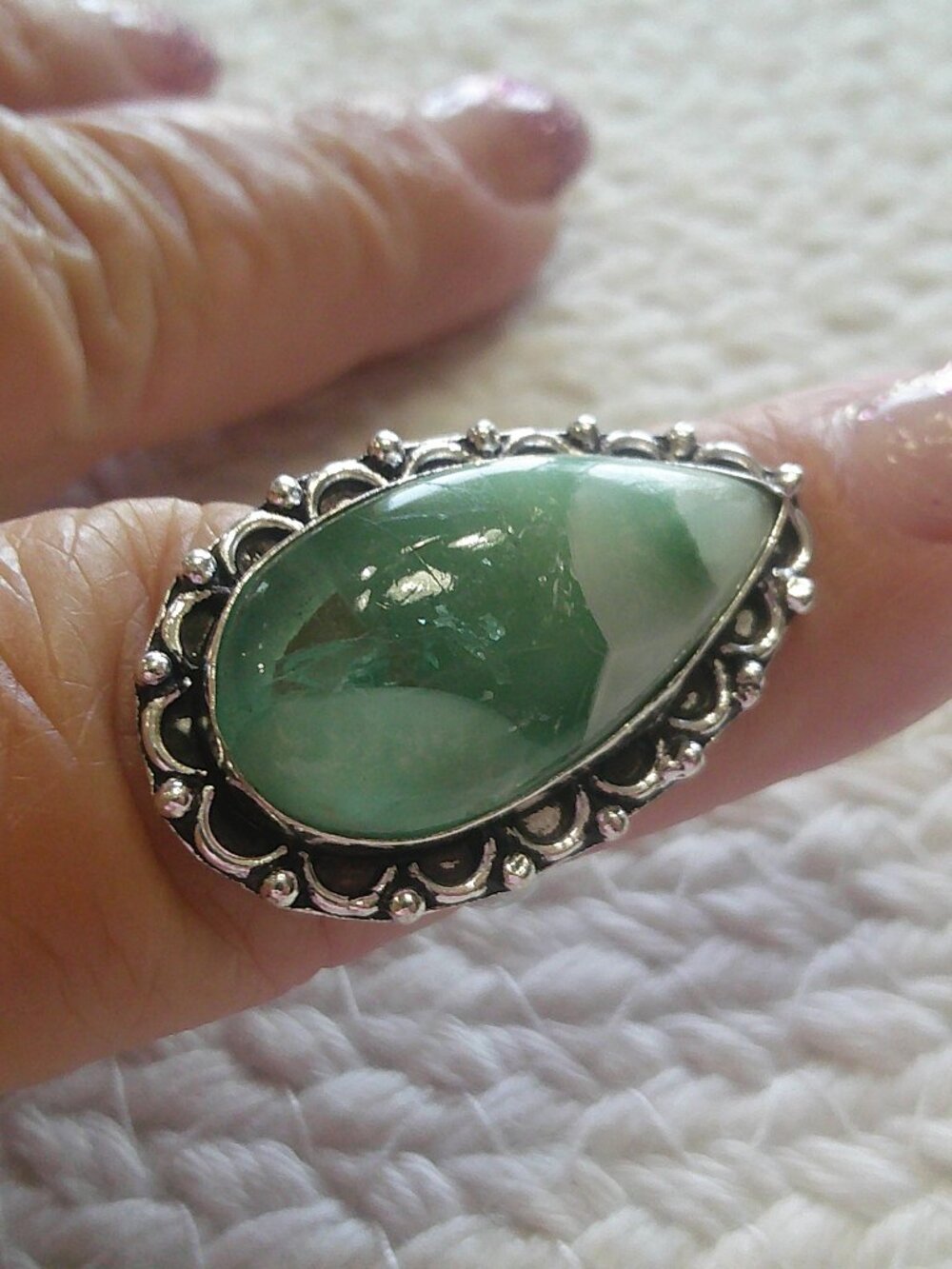 Beautiful HEMEMORPHITE LARIMAR Handmade Sterling 925 Ring Size 8.25 #228F